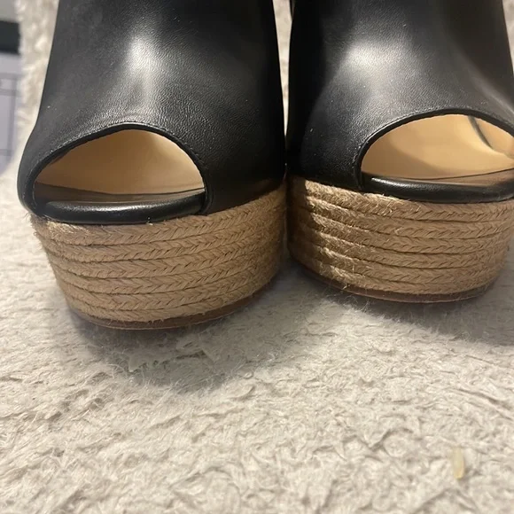 Gucci Black ‘Tiffany’ Peep Toe Espadrille Wedge Sandals size 38.5 - Picture 8 of 10